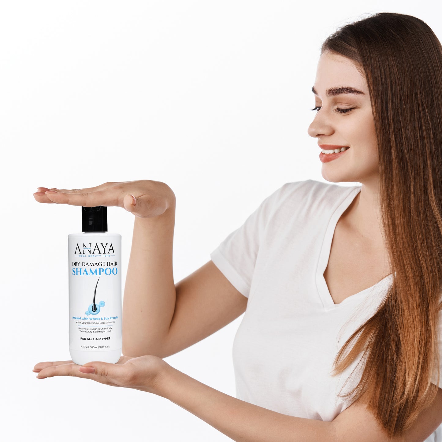 Anaya Naturals Dry Damage Hair Shampoo, Wheat & Protein Infused,100% Damage Repair, For All Hair Types, 300ml