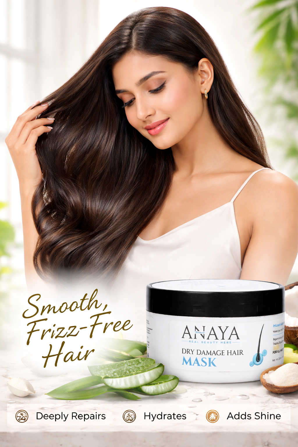 ANAYA Naturals Dry Damage Repair Hair Mask 250ml | Deep Conditioning Treatment with Wheat & Soy Protein for Dry, Frizzy & Chemically Treated Hair