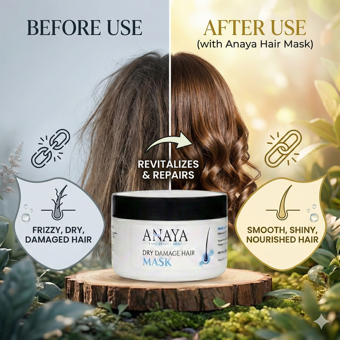 Before And After Use Of Anaya Natural Hair Mask