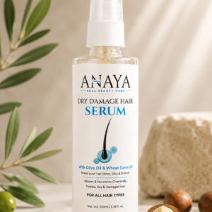 dry damage hair serum with olive oil & macadamia oil, repairs and nourishes, for all hair types, 100ml